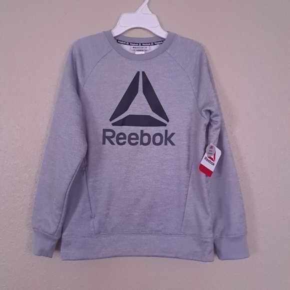 Reebok Essential Hoodie, Gray Kids‎ Fleece Crew Neck, Size L 10/12 - Picture 3 of 14